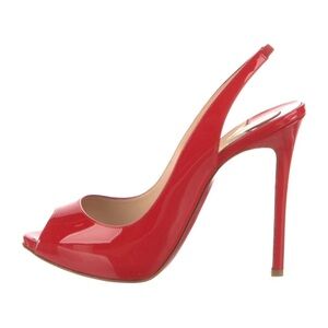 Christian Louboutin Red Patent Leather Slingback Pumps